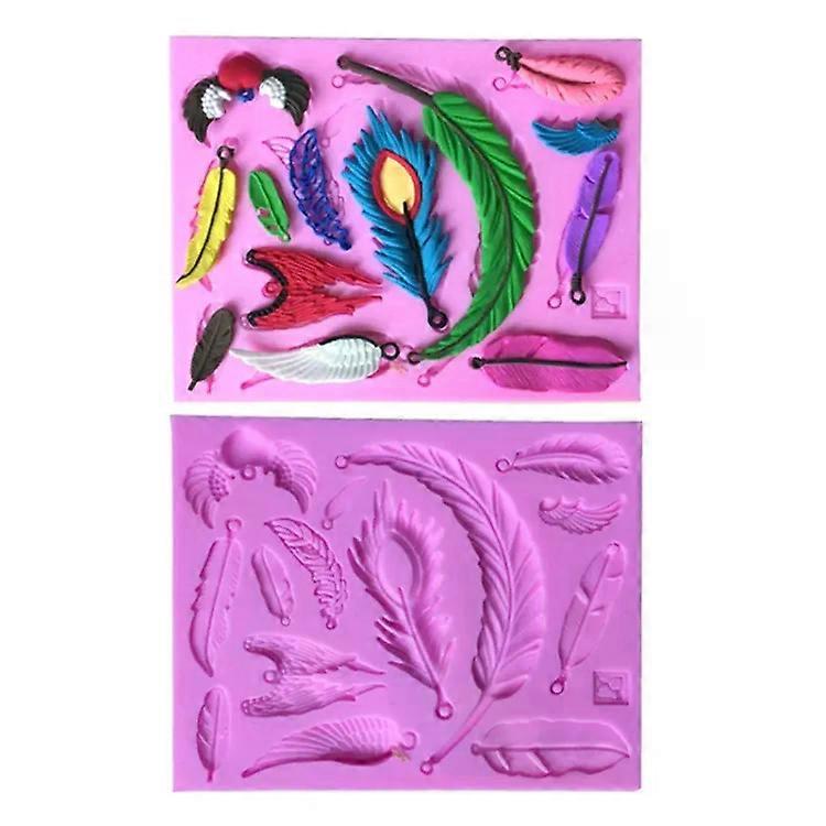 Feather Shaped Silicone Cake Mold-2 PCS Fondant Baking Tools by