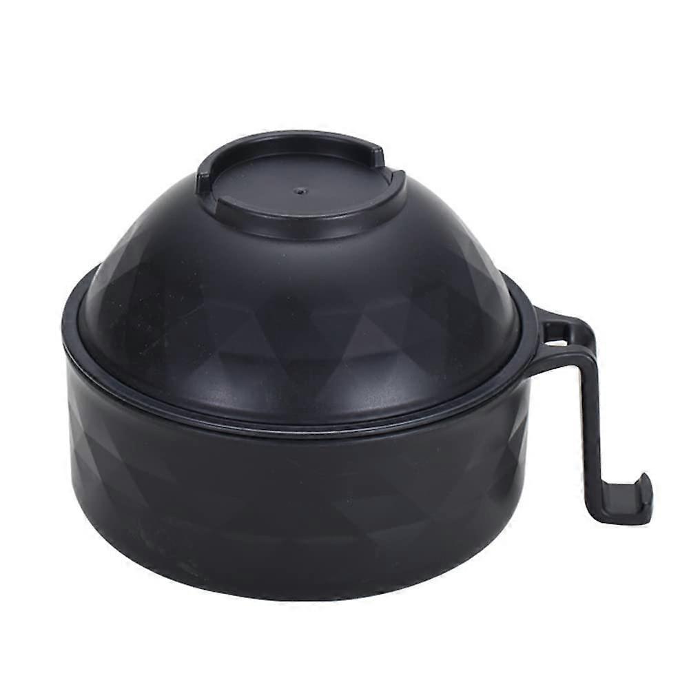 Wheat Straw Bowl Sets 1200ml Capacity 6-Piece With Handles Black Includes Chopsticks Fork Spoon Lid Rice Noodles Soup