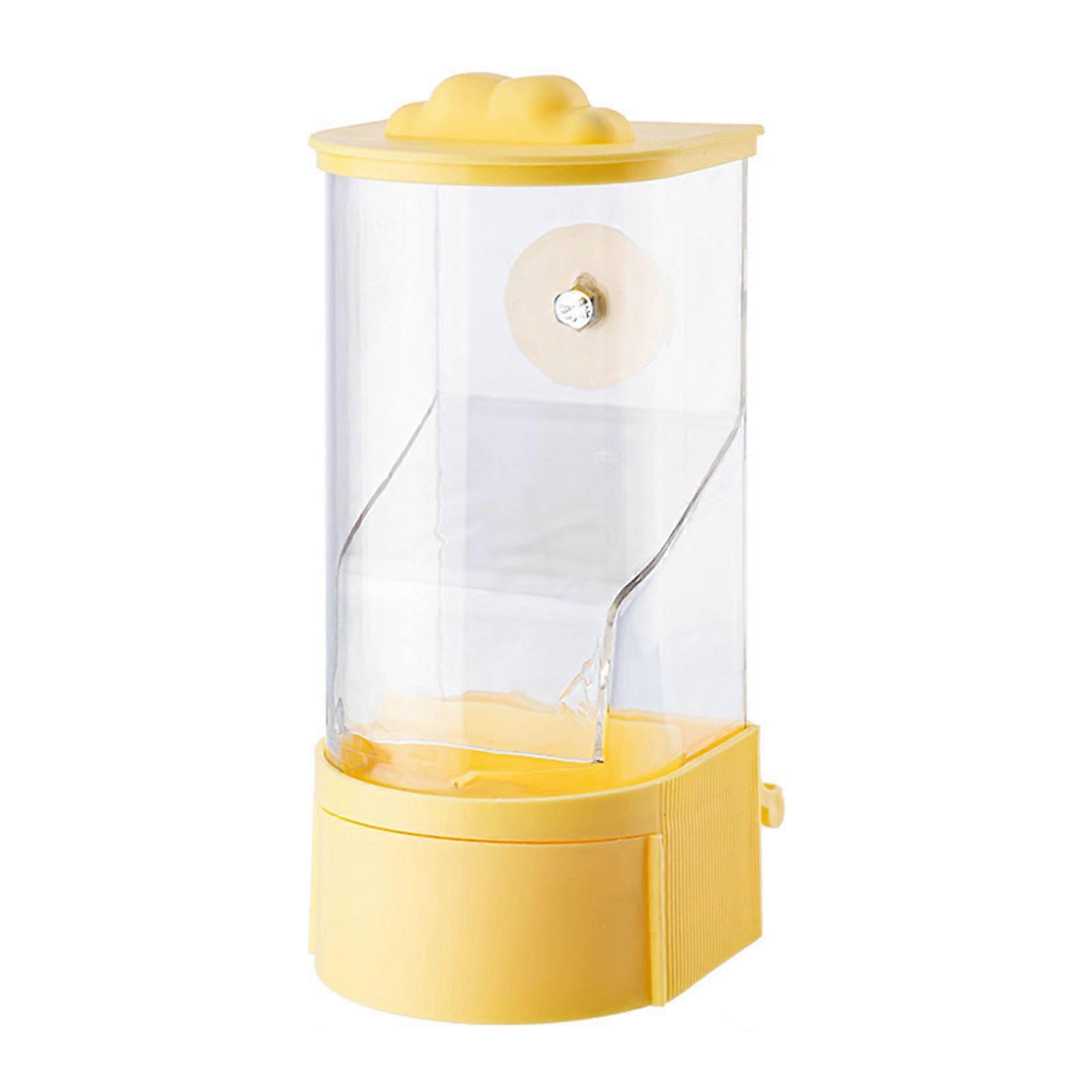 Thickened Bird Seed Container Plastic Automatic Parrots Feeder with Stand Cage Clean Feeding Solution for Small Birds Yellow