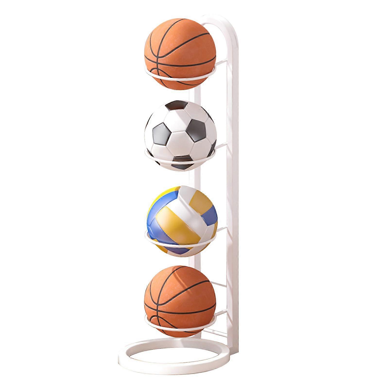 Four-layer ball storage rack, vertical basketball stand, space-saving ball display rack, volleyball, football, soccer ball rack storage rack