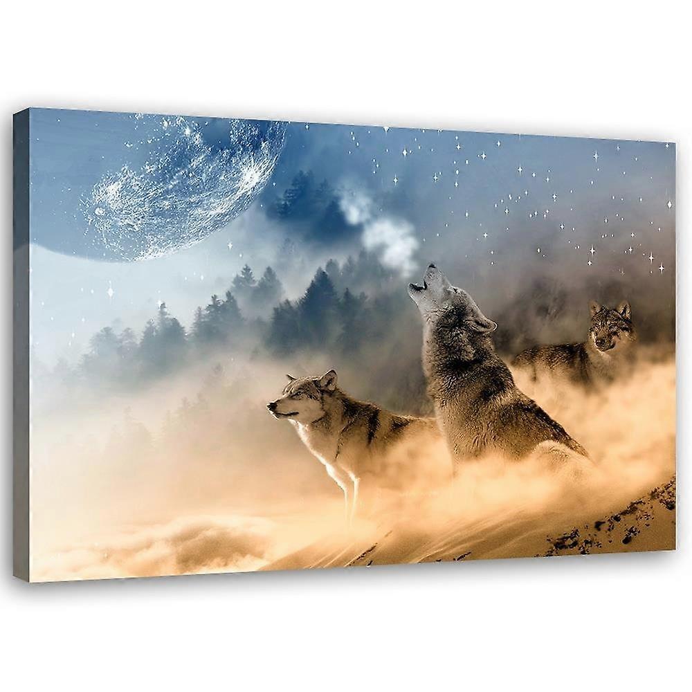 Fotobehang, Huilende wolf landschap - 100x70