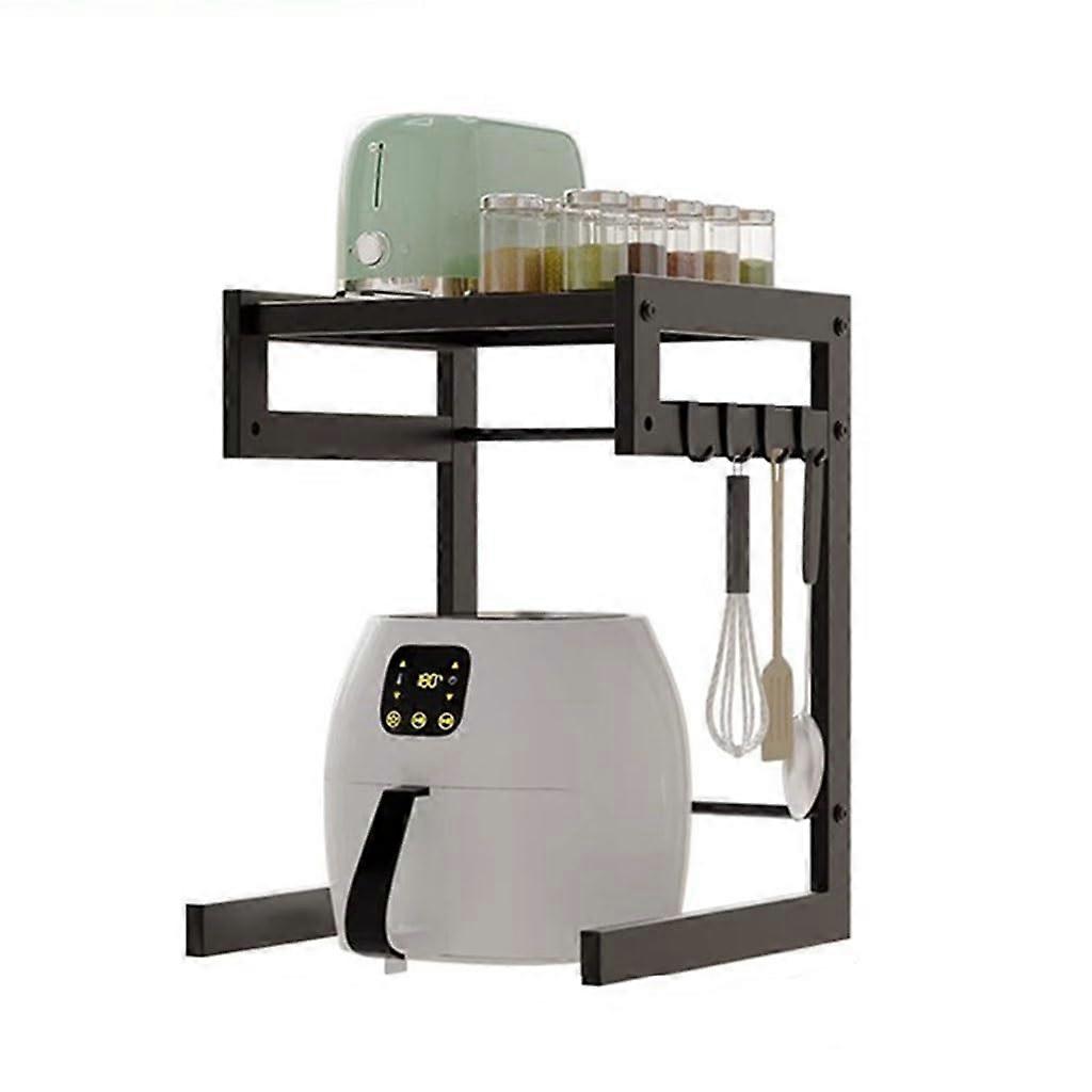 2Tier Kitchen Storage Microwave Stand Shelf Organizer, Extendable Toaster Stand Utensils Storage