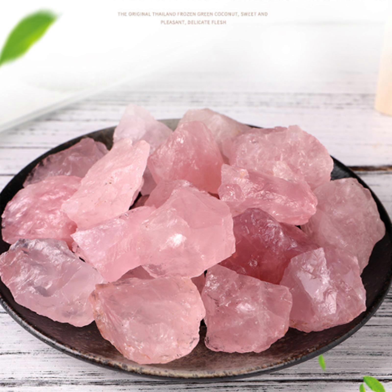 100g Natural Rose Quartz Mineral Pink Quartz Crystal Raw Stone Aromatherapy Incense Stone Ornaments for Home Decoration Reiki Crystal Healing