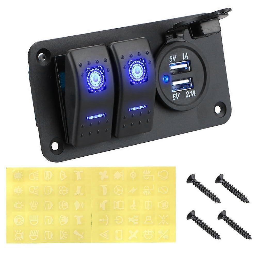 Digital Voltmeter 2/3-Gang, Dual USB Outlet, 12-24V, Waterproof Boat and Car Switch Panel, Circuit Control