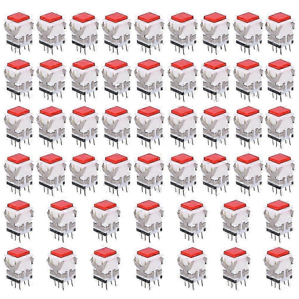50pcs 6 Pins Reset Push Button Switch Precision Stable Reset Switch Button Red5V