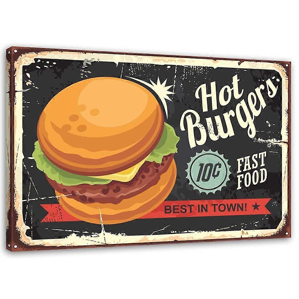 Impression sur toile, Enseigne de burger rétro - 120x80