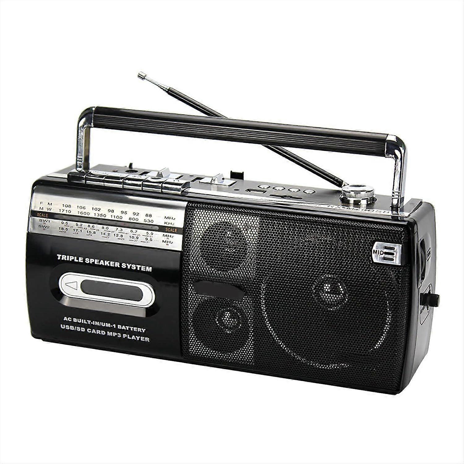 Retro Boombox, Retro Radio Cassette Player, Portable Bluetooth FM Radio Recorder, Cassette to USB/SD Converter, High Fidelity Outdoor Speakers, Retro
