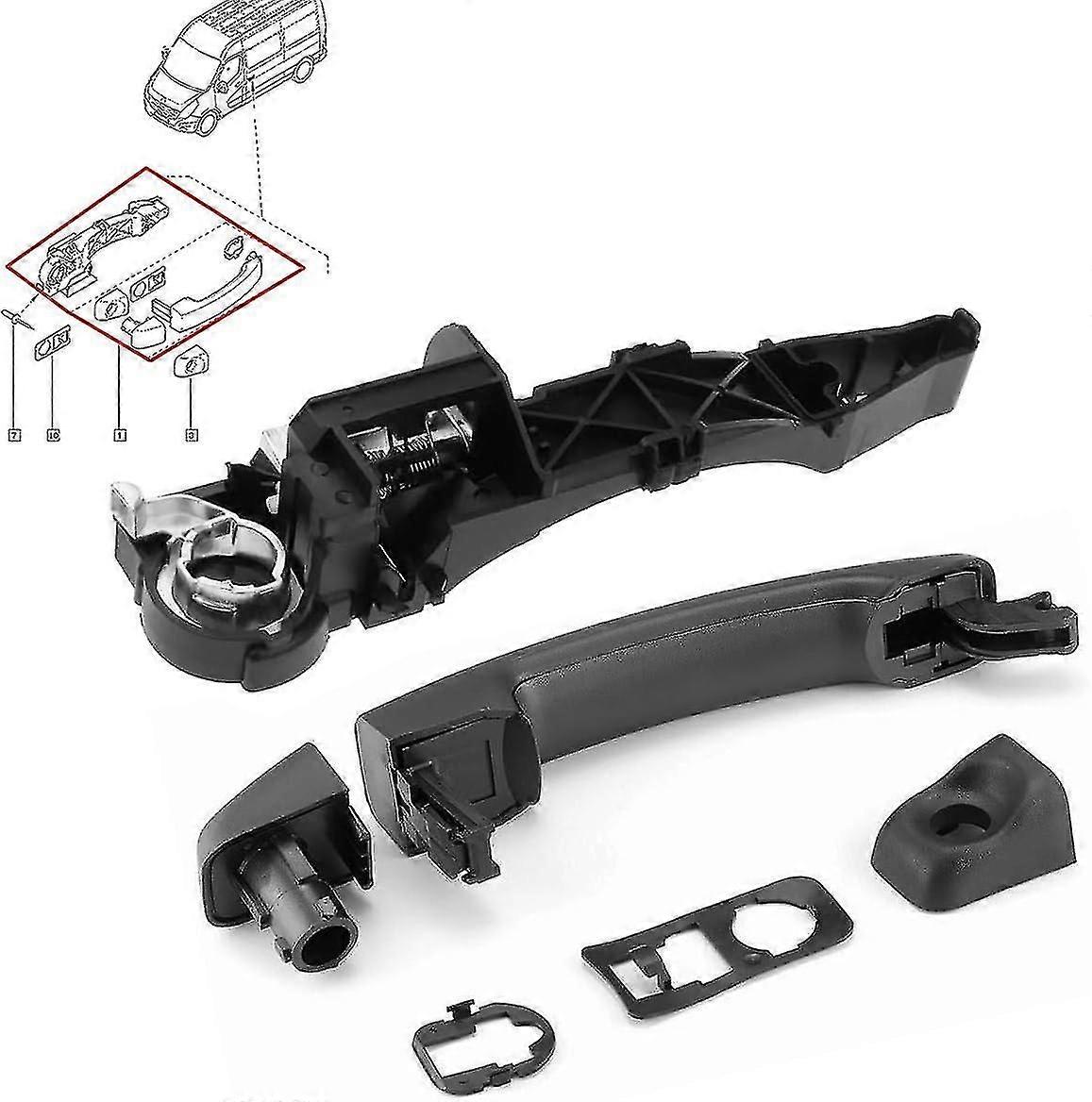 Left Side Exterior Door Handle Sliding Door Handle with Holder for Renault Master MK3 Vauxhall Movan