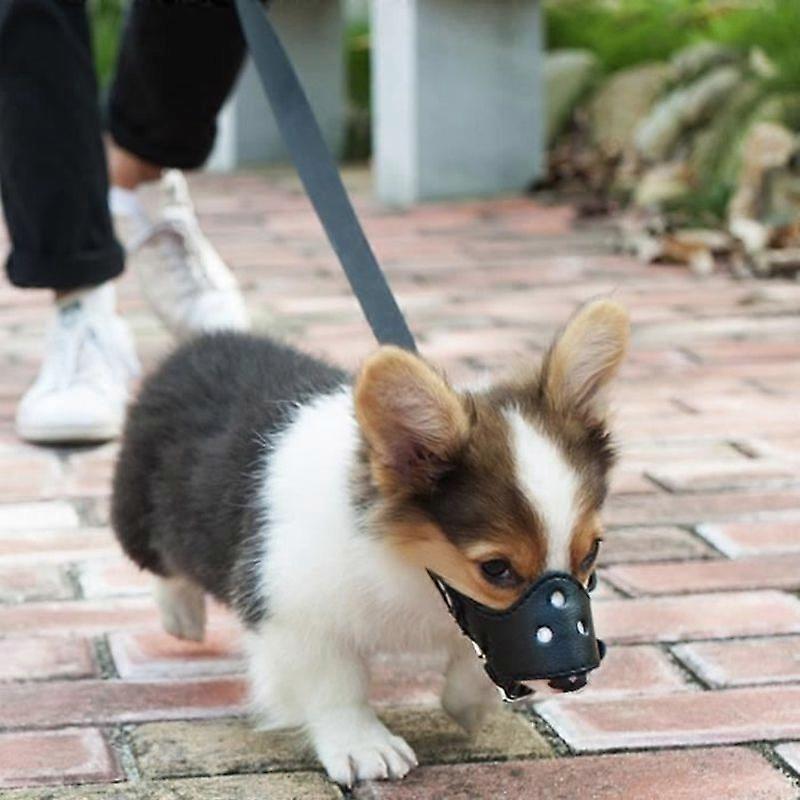Size S Anti Barking Adjustable Leather Muzzle for Dogs Bark Control Anti Bite Muzzle for Small Dogs