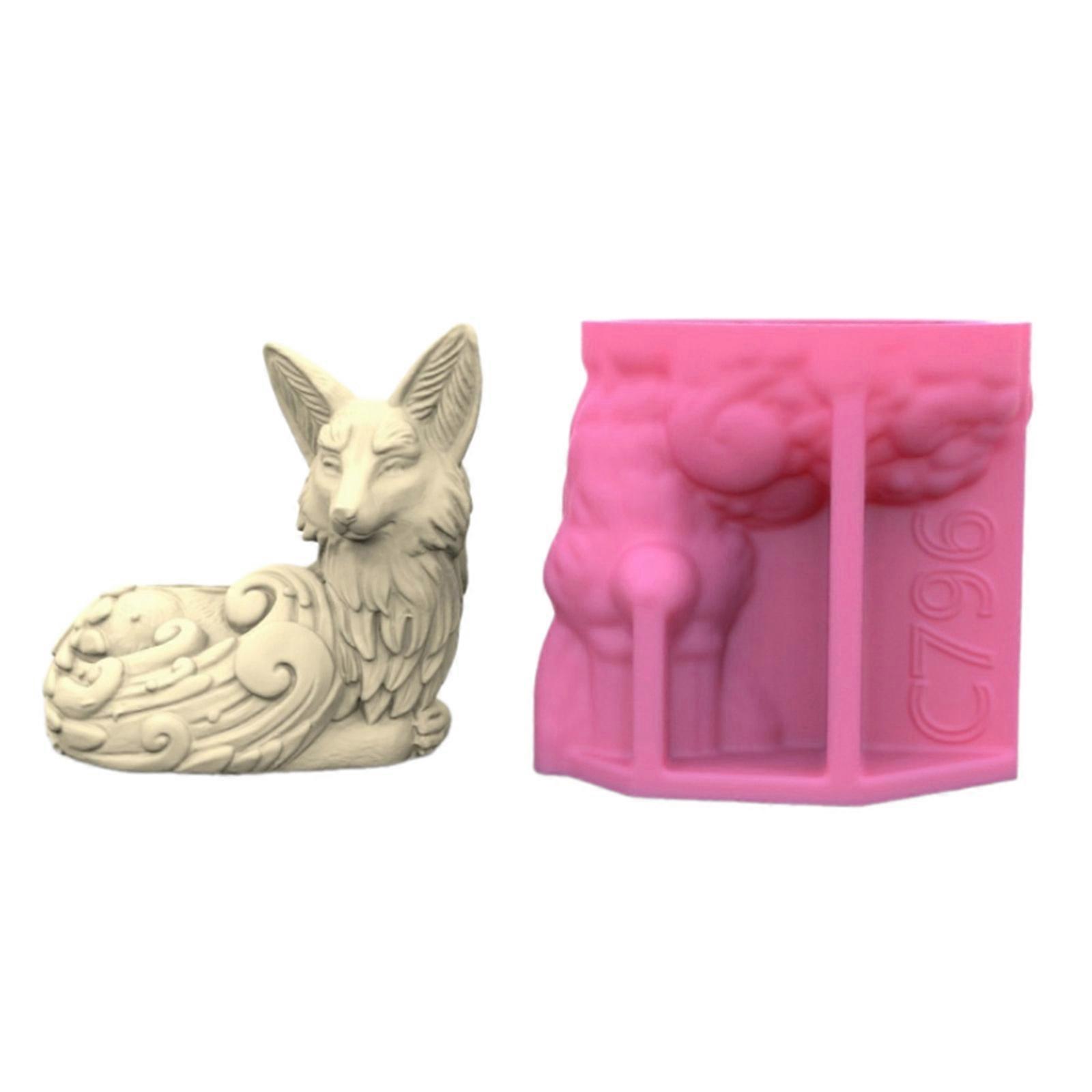 Silicone Ornament Moulds Silicone Vase Molds Fox Shape Crafting Moulds Unique Craft Molds Silicone Texture for Vase