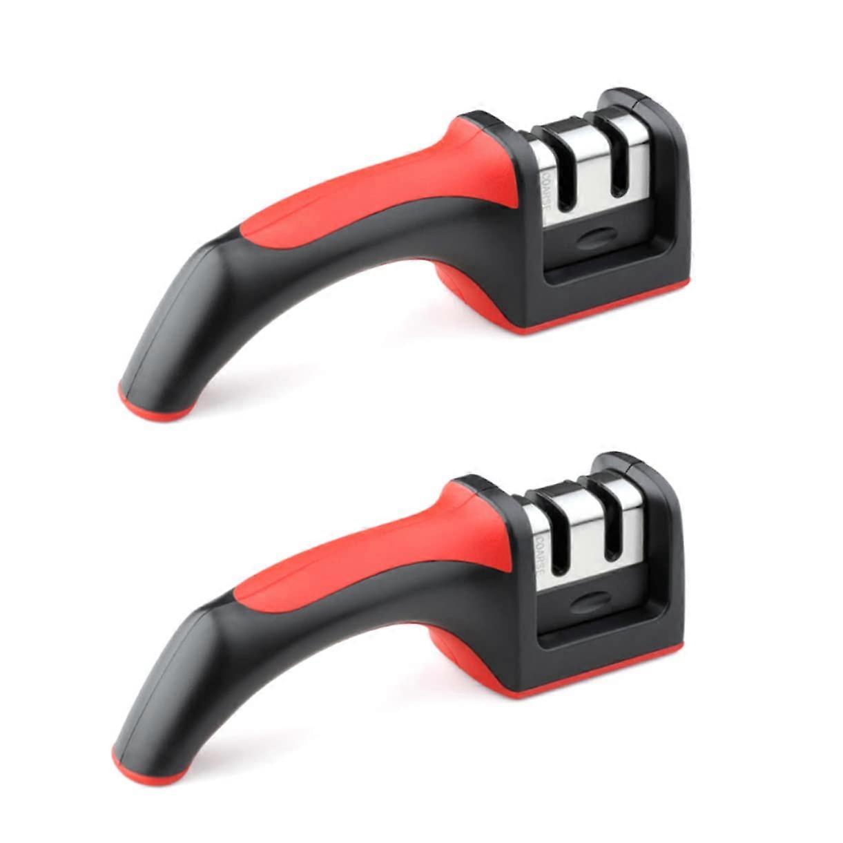 Kitchen knife sharpener doublesided with nonslip silicone base for fruit knives to operate portable and robust for home