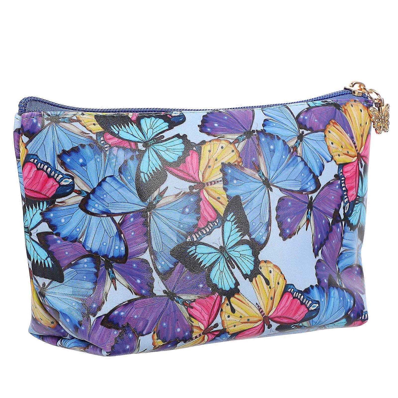 Lightweight Butterfly Print Toiletry Bag Durable Makeup Pouch Travel Cosmetic Organizer with Zipper Closure Compact Design Easy to Clean for Women