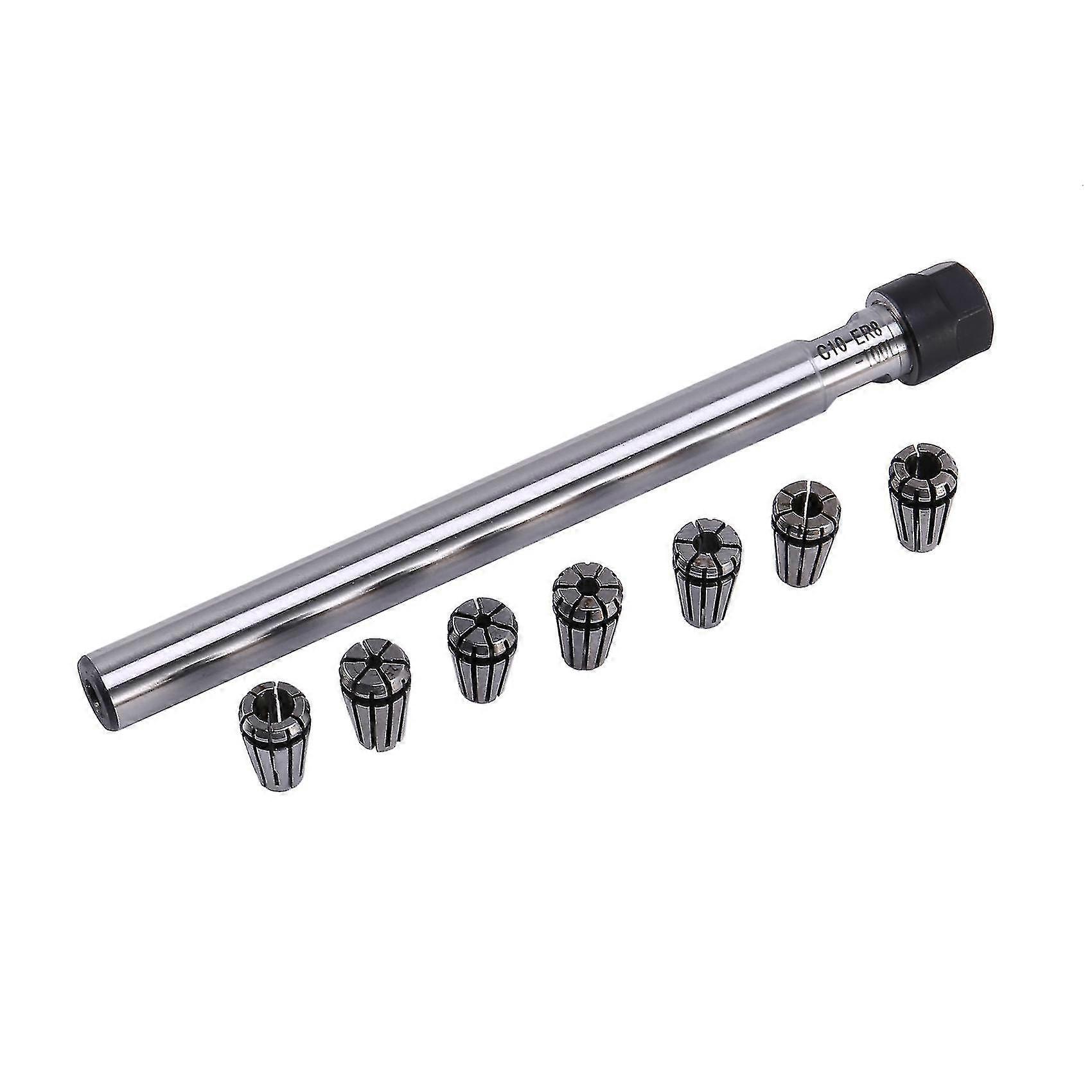 C10 Er8A 100L Collet Chuck Holder with 7Pcs Precision Er8 Spring Collet Set - Silver Black