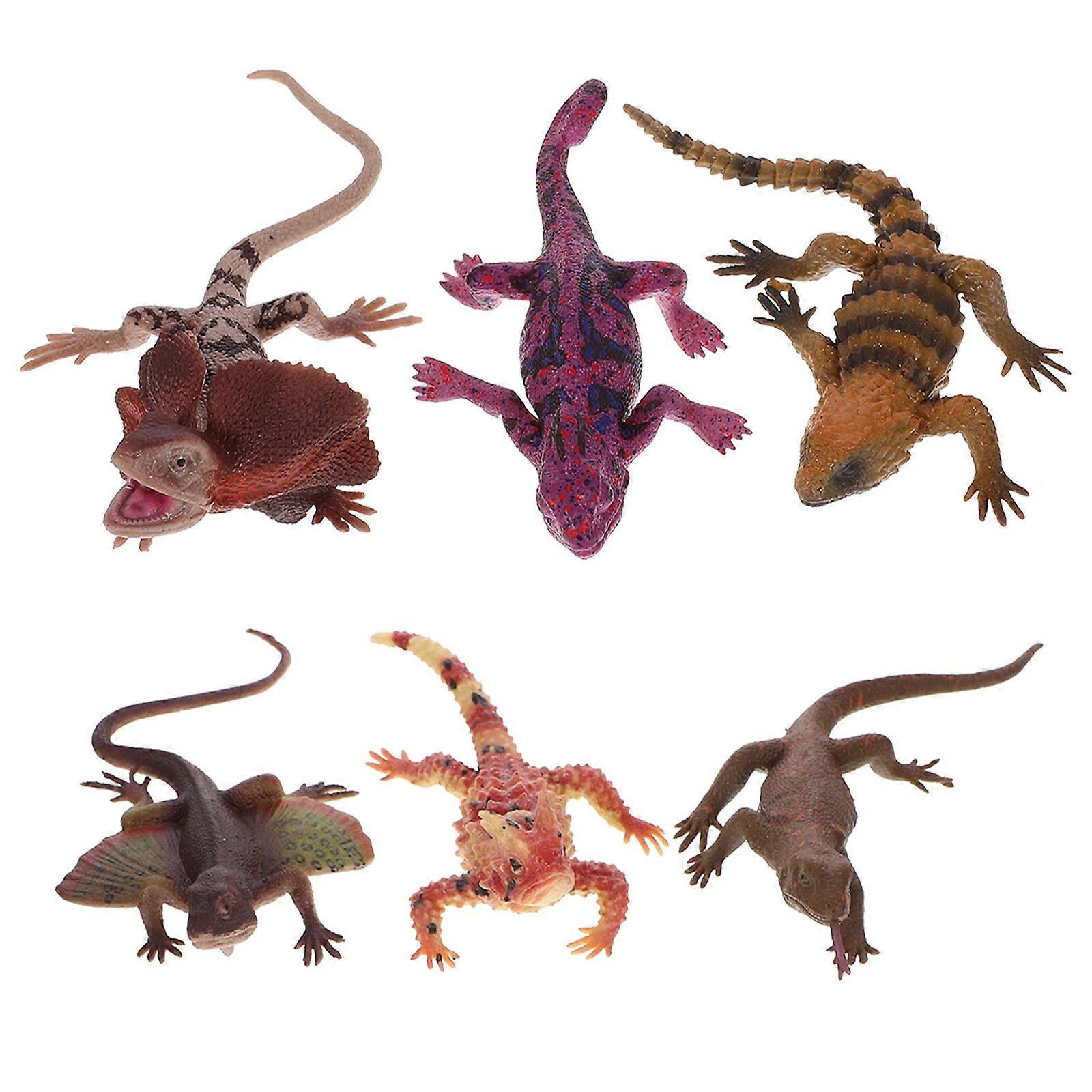6pcs Realistic Lizard Figurines, TPR Material Reptile Models for Educational Play and Decorative Use