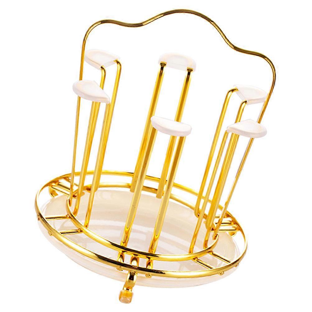 Space Saving Round Iron Cup Rack Organizer for Kitchen – Sturdy Drinkware Storage Stand with Tree Design for Glassware Drying and Space Efficiency