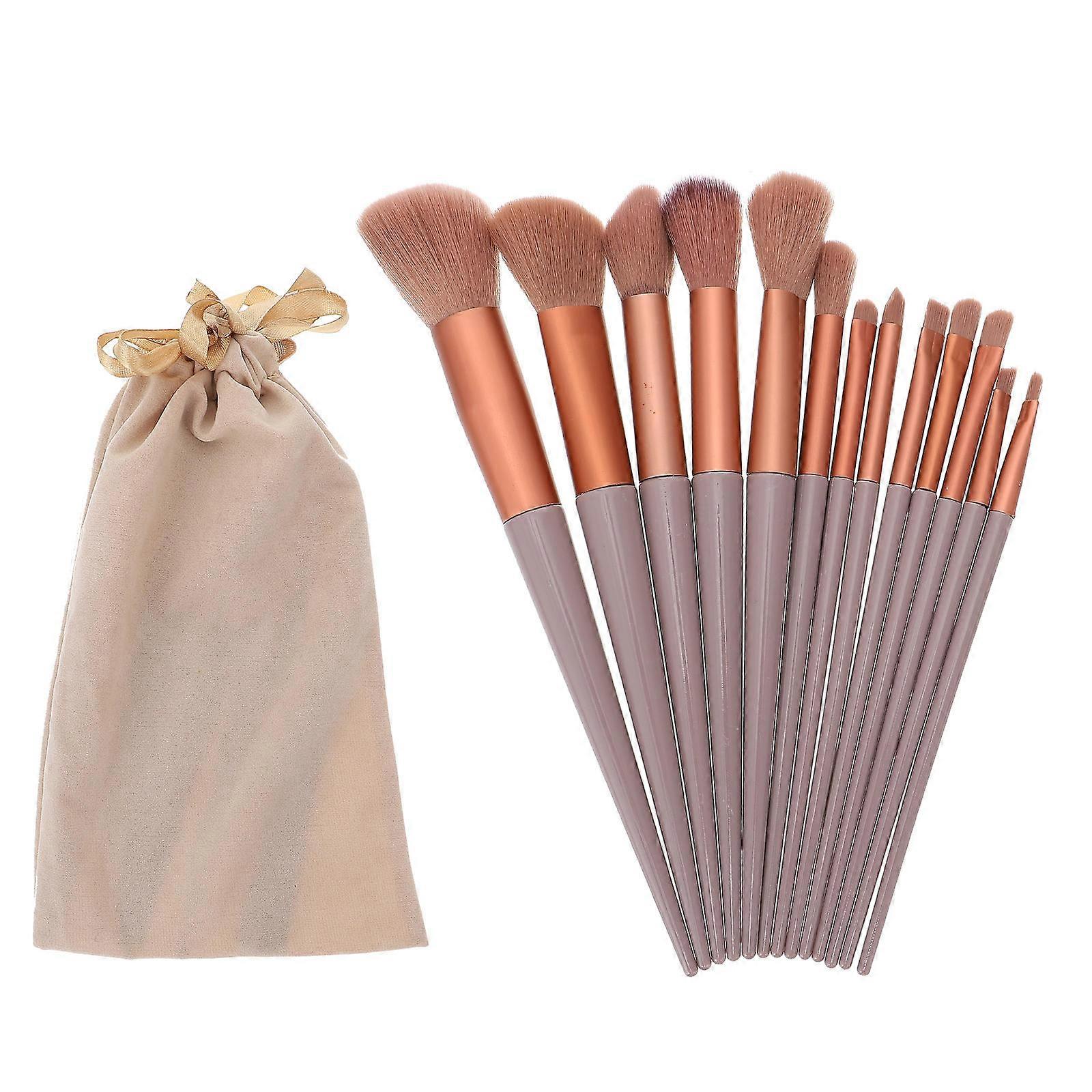 Makeup Brush Set with Storage Case for Daily Use or Travel Chocolate Color Plastic