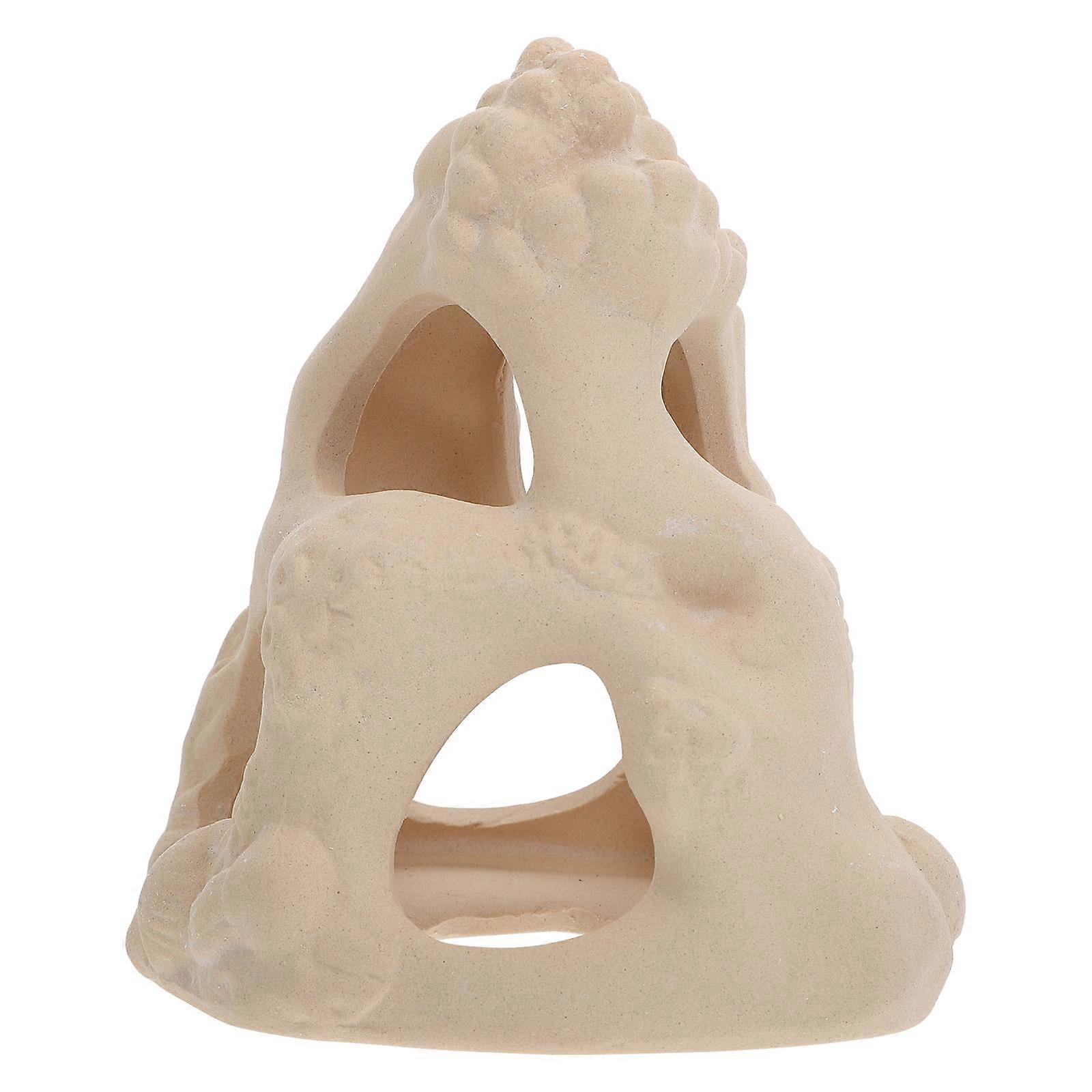 Fish Shrimp Hiding House Ceramic Aquarium Breeding Cave Pond Decorative Item Irregular Shape 1Set
