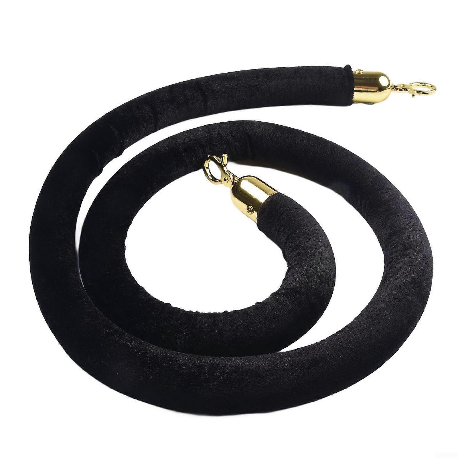 Elegant velvet column rope with polished metal clips for easy attachment