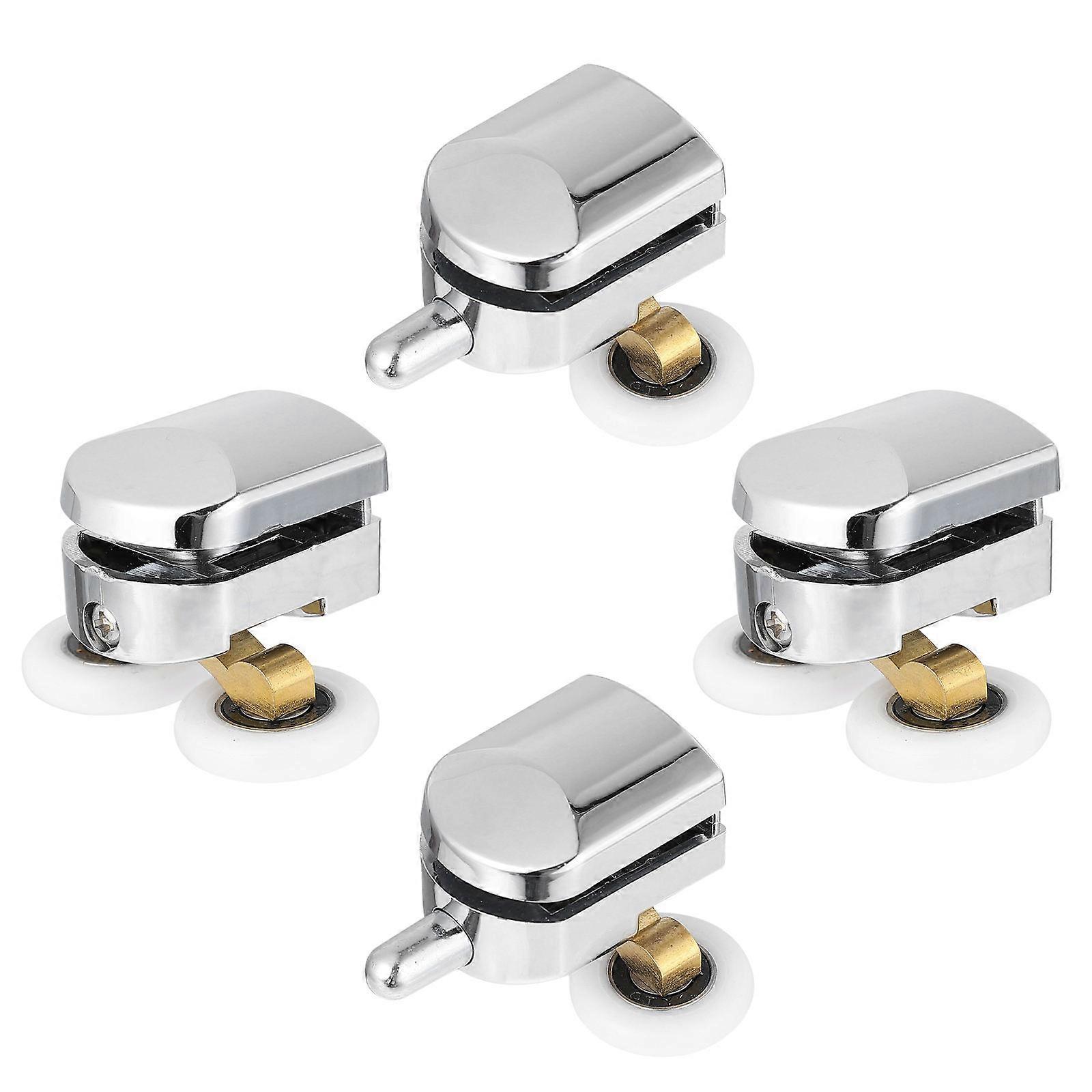 Durable Copper Electroplated Plastic Alloy Bathroom Door Slide Rail Hardware Silver 1 Set