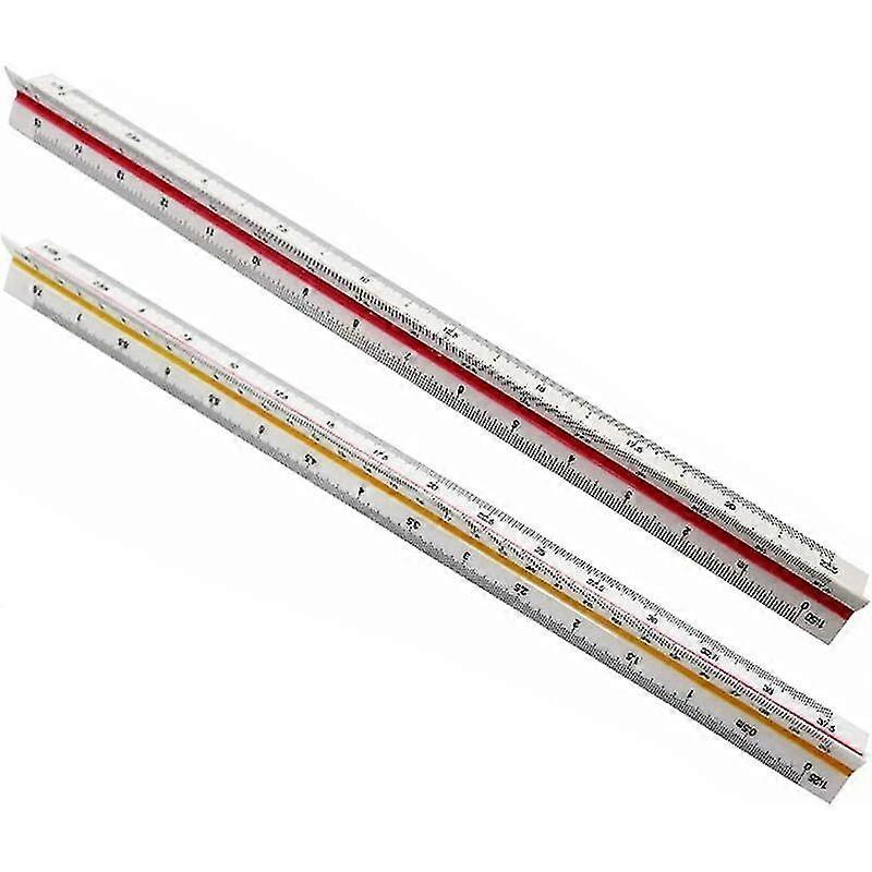 30cm Architect Ruler Set - 2 Triangular Scales with 1:20-1:500 Ratios, Plastic