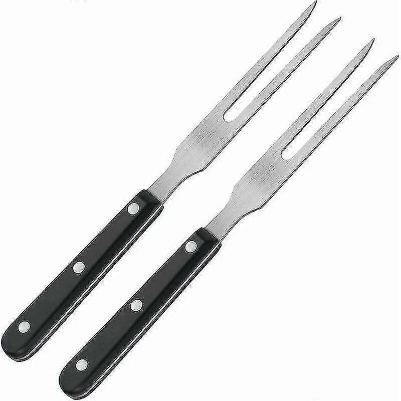 2 Carving Forks Pot Forks Stainless Steel Meat Fork with Plastic Handle 10.6 Inch Grill Serving Fork Barbecue Fork with Black Handle-