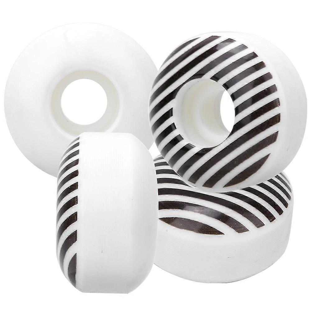 4pcs 95A PU Double Rocker Skateboard Wheels White Stripe 52x30mm Low Speed Sliding Wheels