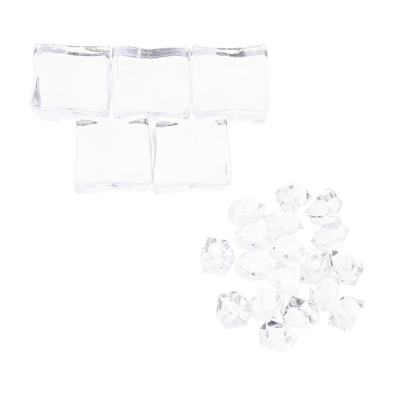 1 Set Acrylic Fake Ice Cubes and Crushed Rocks Combination for Photo Props