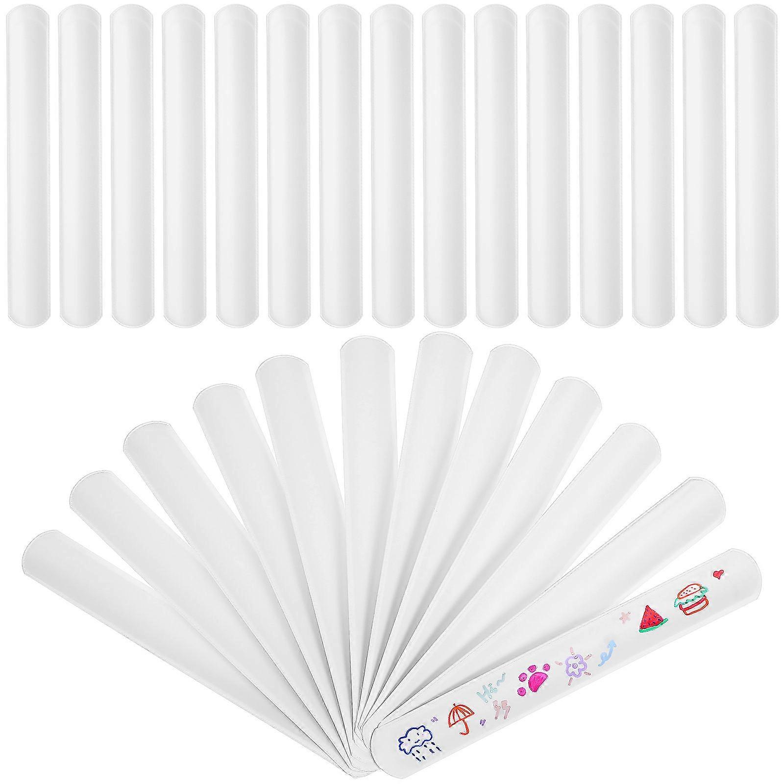 Wrist Bands Slap Bracelets For Kids Craft Projects Birthday Parties 96Pcs White PVC Blank Surface Round Edges