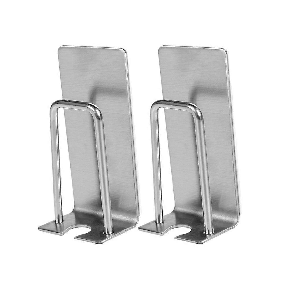 Bathroom Organiser Stainless Steel Toothbrush Rack Self-Adhesive Wall-Mounted Silver 4X8.2cm Space-Saving Toothbrush Stand 2Pcs
