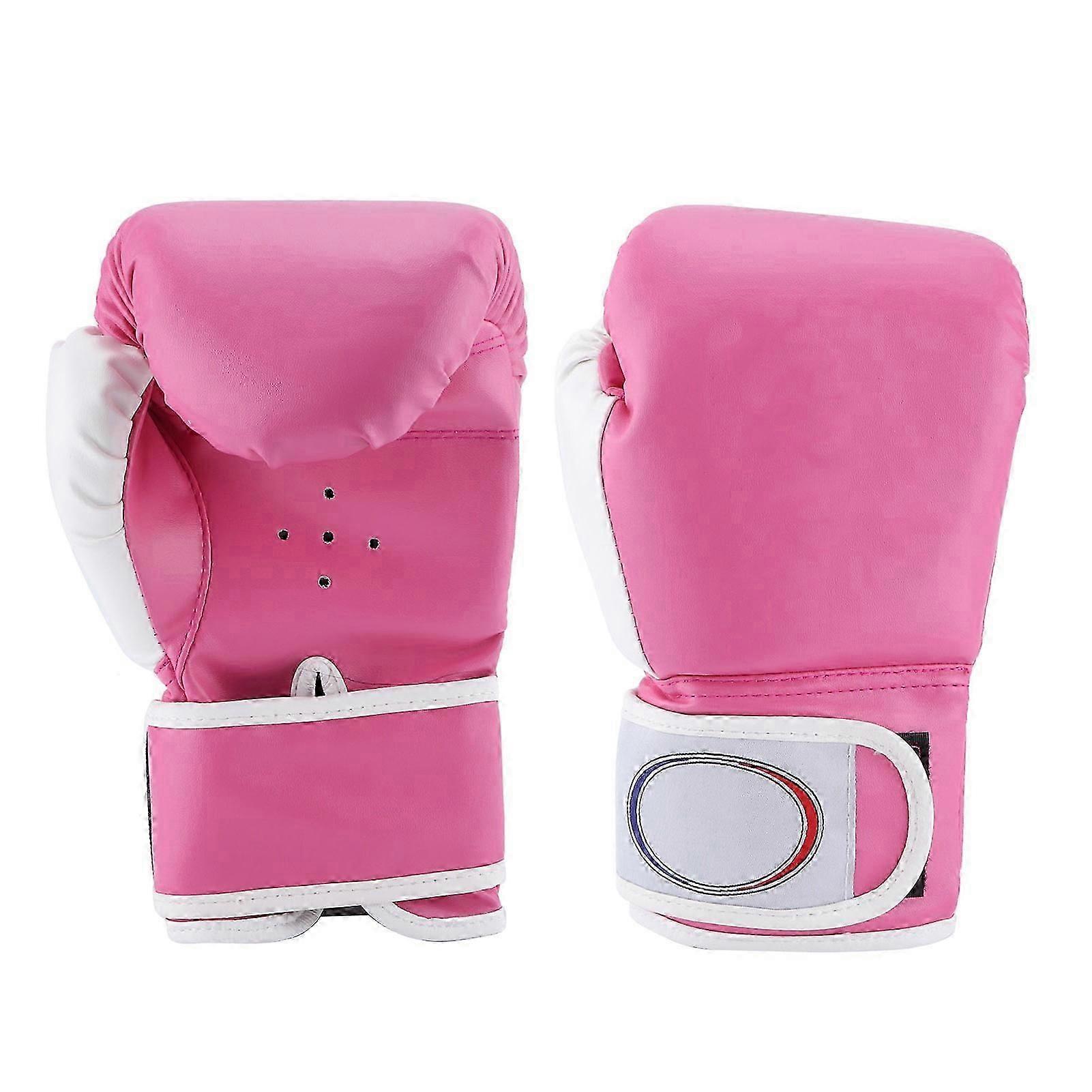1ペアキッズボクシンググローブサンドバッグトレーニングスパーリンググローブ男の子と女の子用ピンク