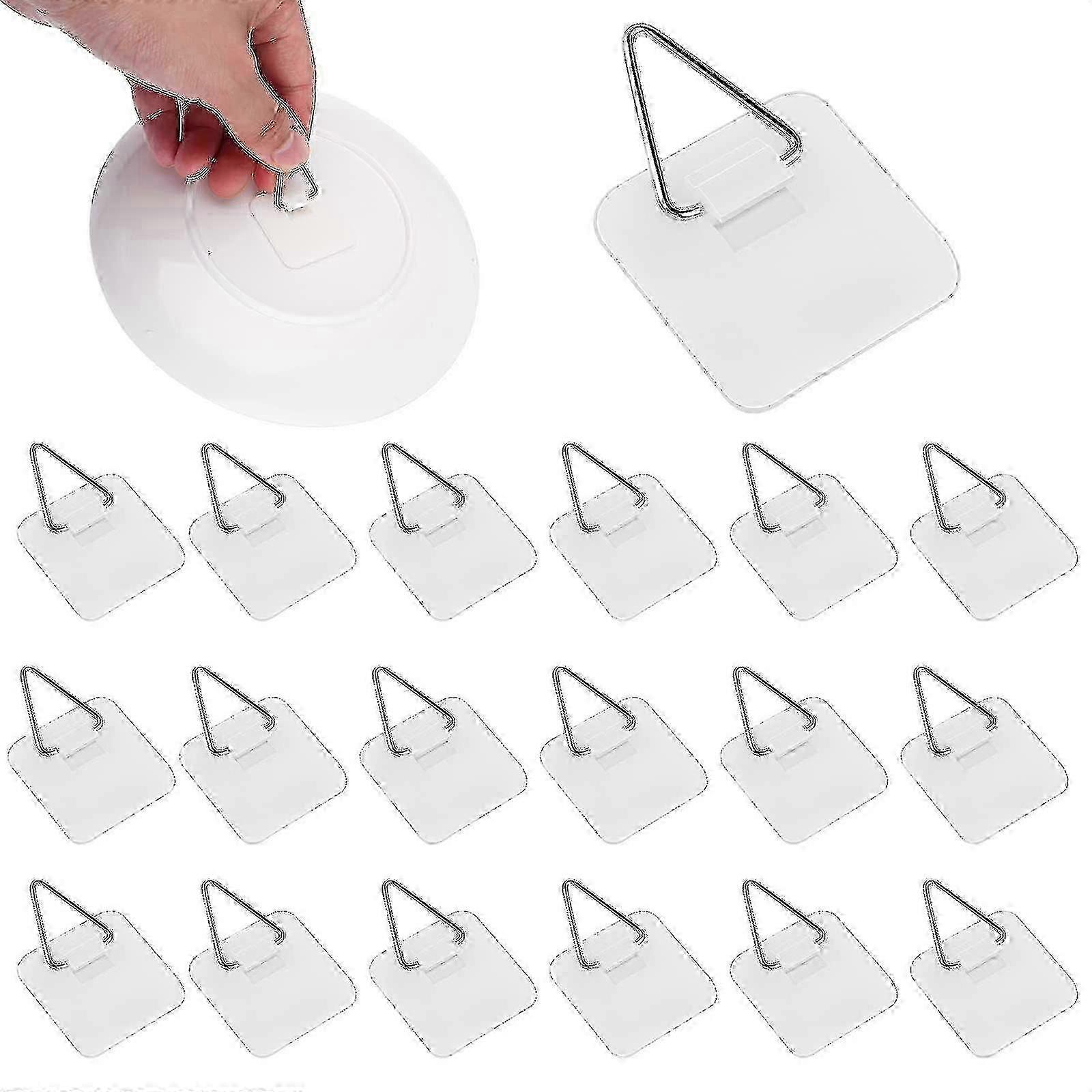 50 Self-Adhesive Invisible Plate Hangers, Plastic Wall Hooks for Hanging Plates, Clear Plate Holders (Pack of 50) Edition 0624