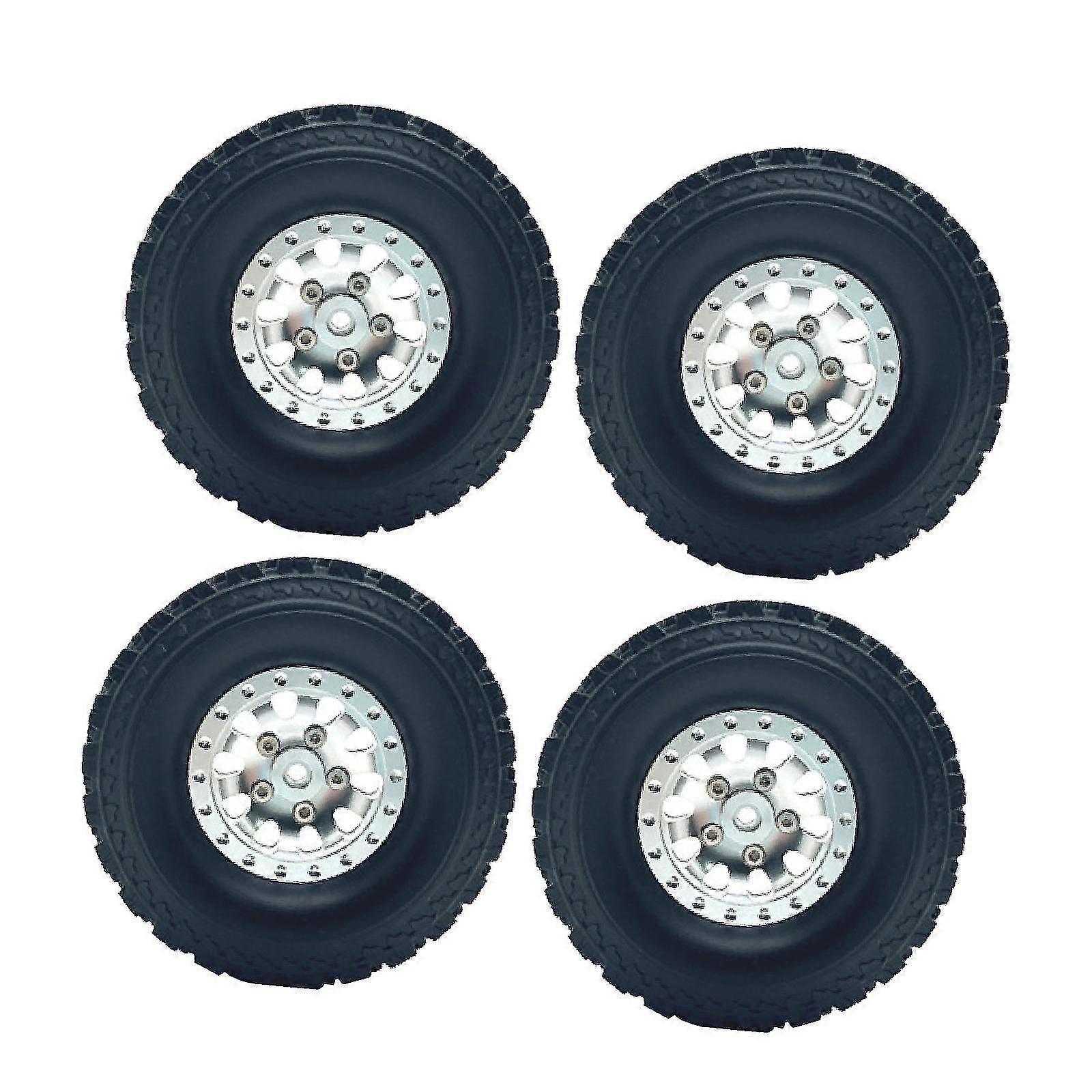 4 Pieces Tire Wheel Replacing Metal Wheel Rim Tire for 1/12 1/16 Vehicle DIY red