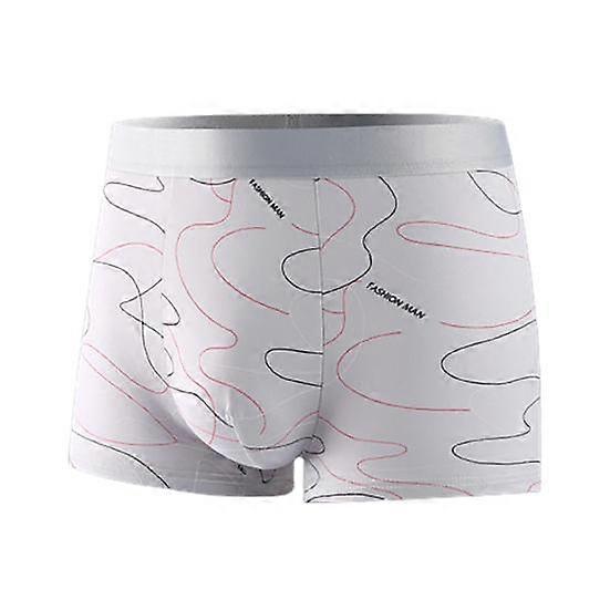 Men Line Print Underpants U Convex Comfortable Panties Elastic Waistband Mid-rise Breathable Shorts Briefs