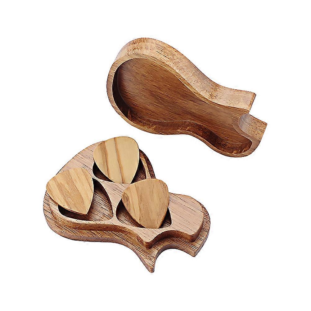 Brown Guitar with 3 Picks for Storage Made of Synthetic Material Suitable for Guitarists