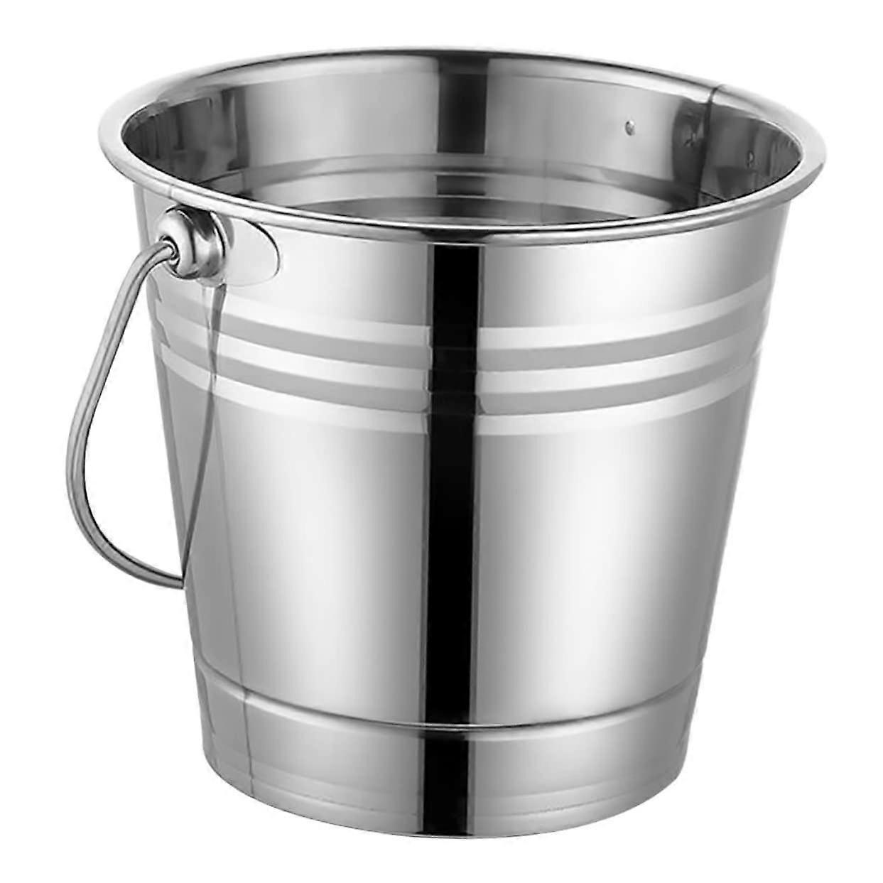 1PC Ice Bucket with Handle for Cooling Wine and Beer, Practical Ice Container for Parties, Bars, and Events, Silver