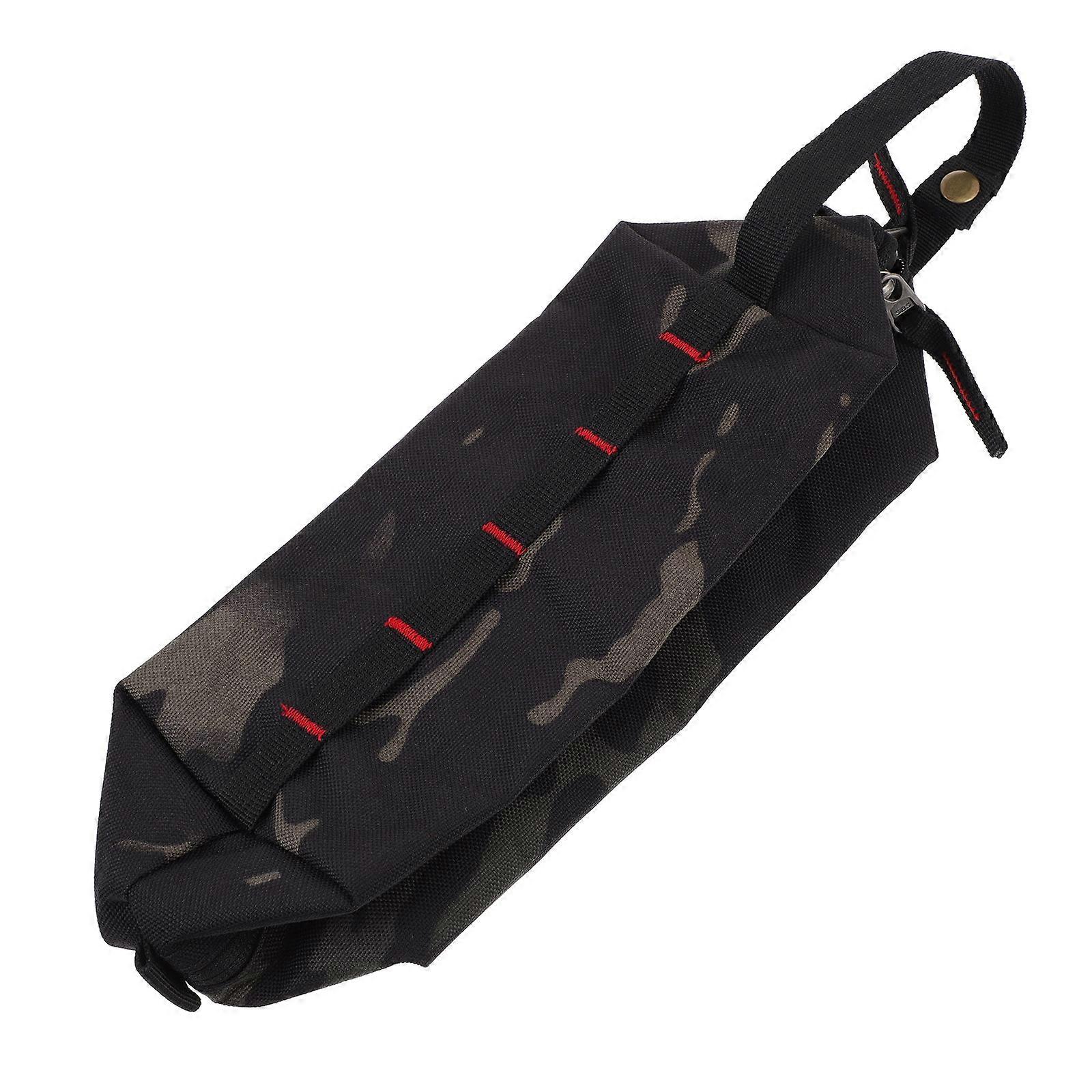 Τσάντα χαρτοπετσέτας εξωτερικού χώρου Κομψή θήκη χαρτομάντιλου πολλαπλών χρήσεων Συμπαγής αποθήκευση για σπίτι, γραφείο, ταξίδια – Σχέδιο μαύρου καμουφλάζ