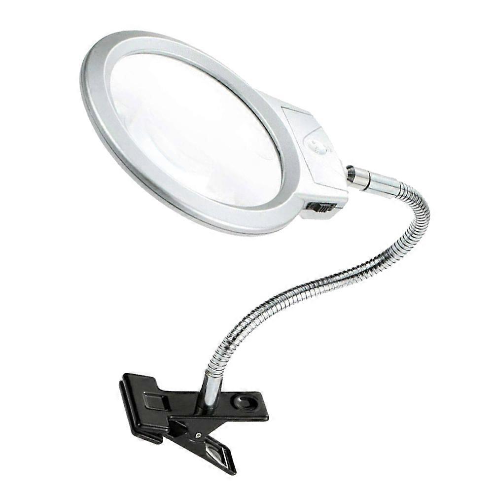 LED Desk Magnifier Lamp with Clip, Flexible Gooseneck Light for Reading, Crafting, Study, Home and Office Use, Battery Operated (Batteries Not