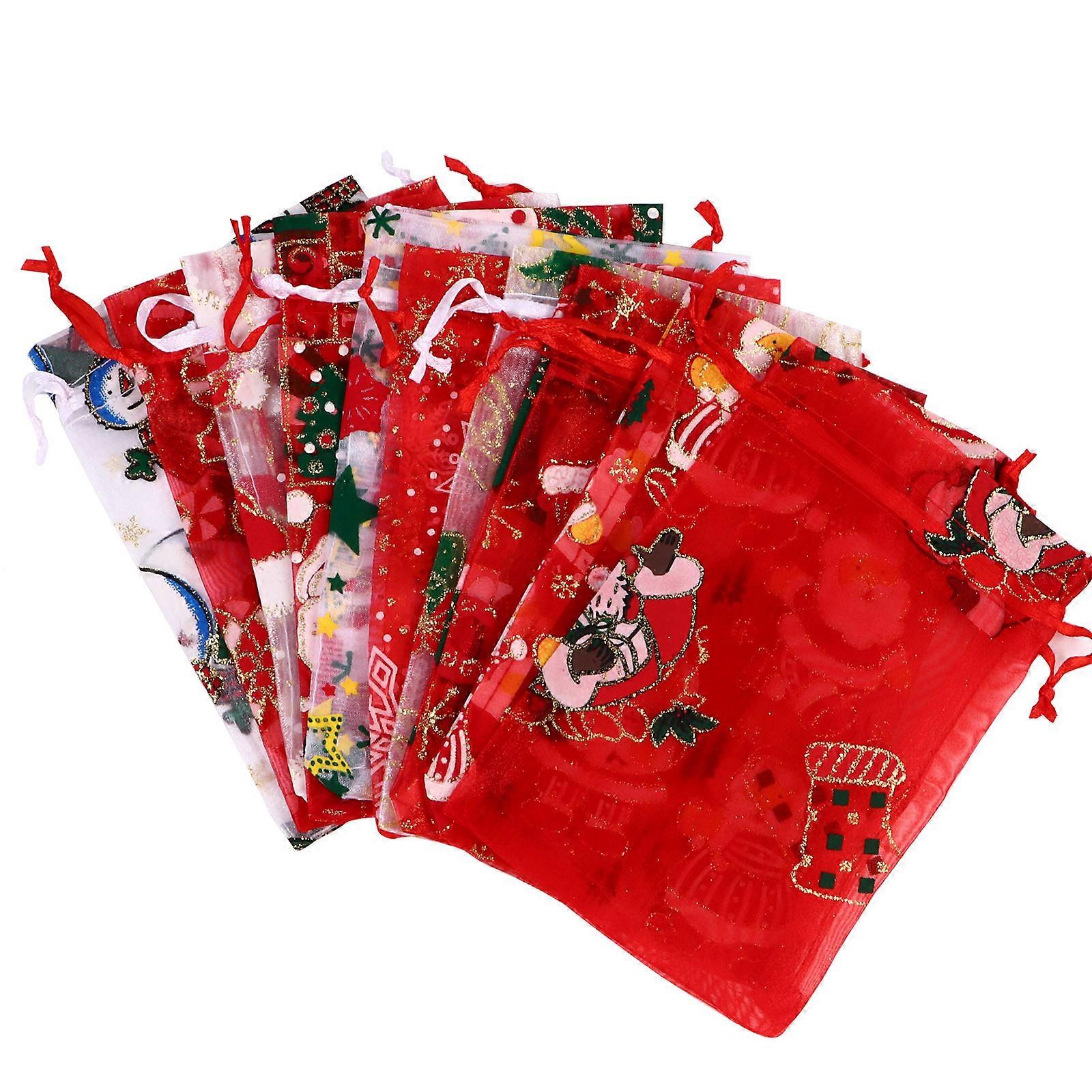 Reusable Party Bags Organza Material Easy to Tighten and Loose Sealing Christmas present Wrapper 10X15CM 36Pcs