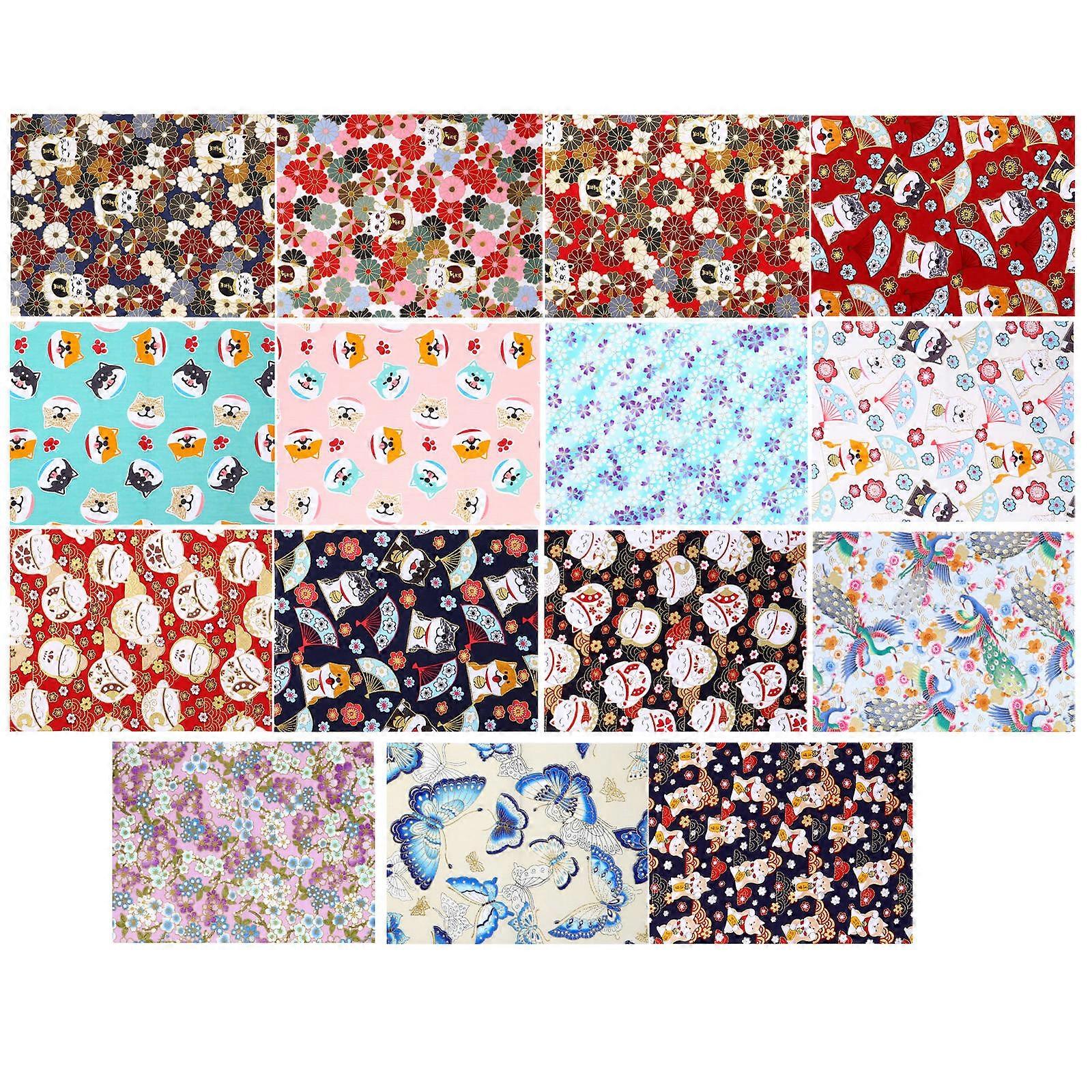 Flower Fabric Patchwork Diy Cotton Patchwork Fabric Handicrafts Multi-Colored 20x25cm Craft Fabric Material 15 Sheets