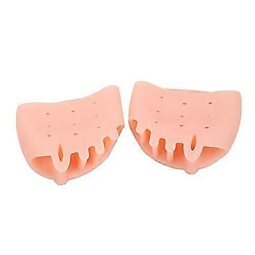 2 x Silicone Toe Separator Hammer Toe Pads for Pain Relief, Corrects Hallux Valgus, UltraSoft Elastic Design, Fits All 5 Toes, Color: Beige (1 Pair)