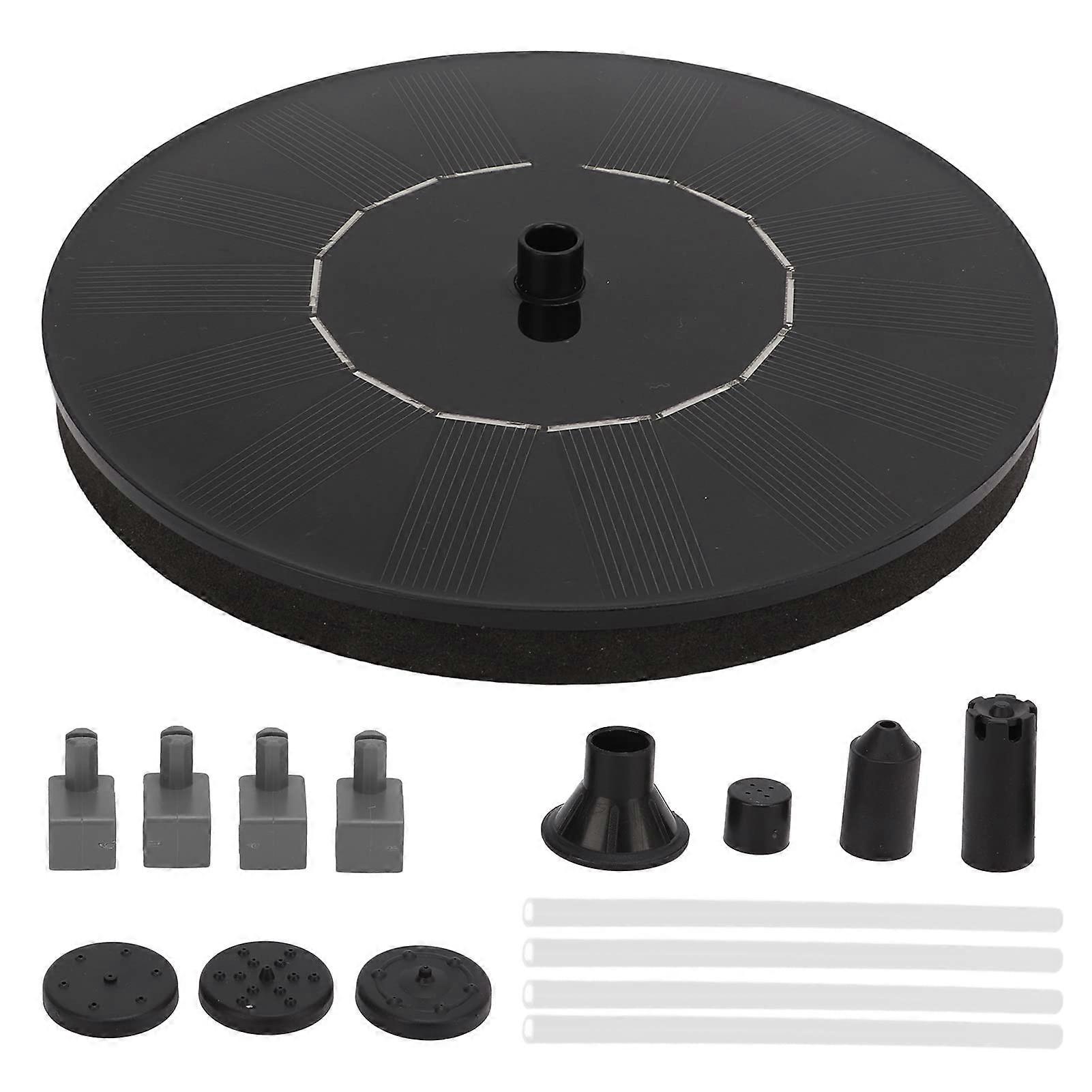 MINI Solarpowered floating water fountain for outdoor pool garden birdbath with 7 fountain nozzles and water shortage protection function
