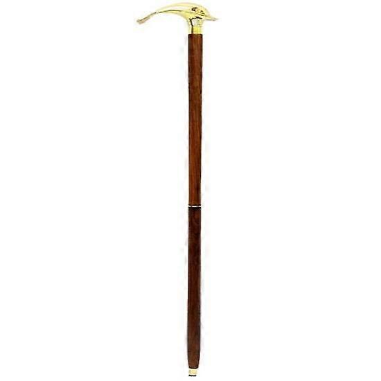 Dolphin Style Brass Walking Cane vintage Solid Wood Walking Stick