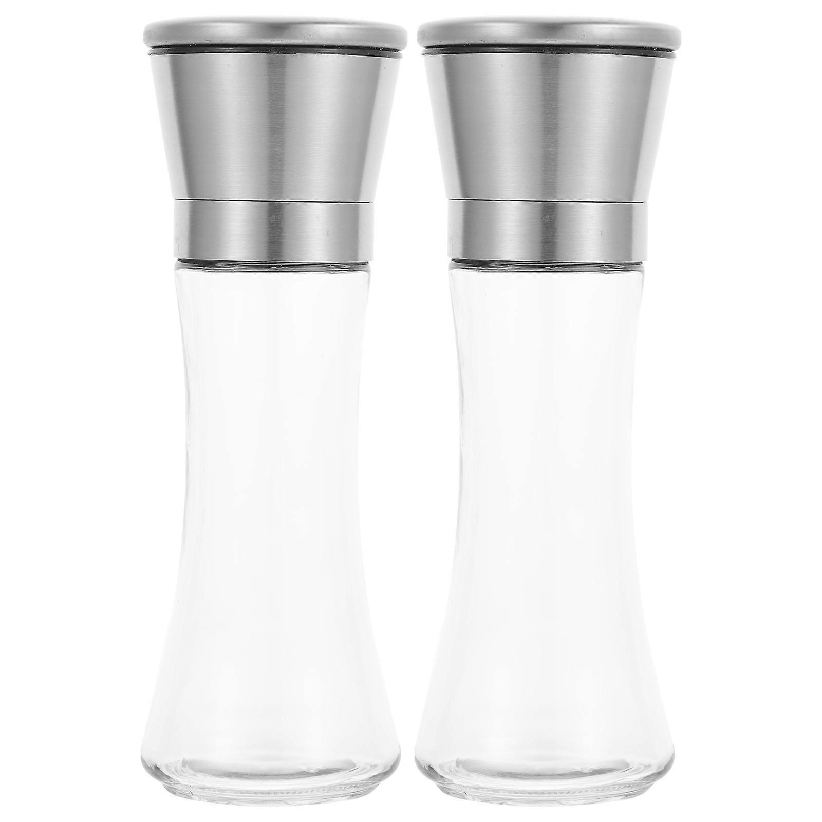 Kitchen Spice Grinder Set Pepper And Salt Adjustable Coarse Grinding Ceramic Core 2Pcs