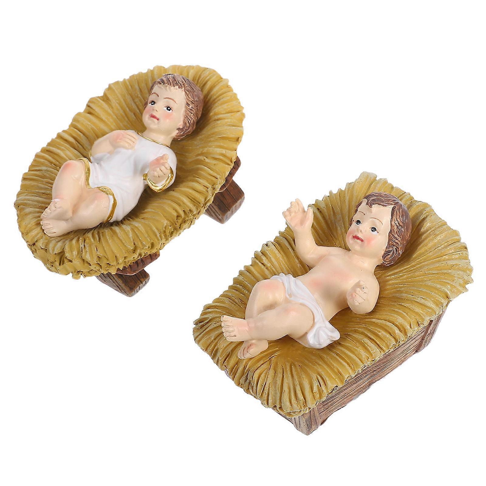 Miniature Jesus Figurine Set Resin Nativity Scene Decor for Church, Home & Office Compact Religious Statues with Intricate Details for