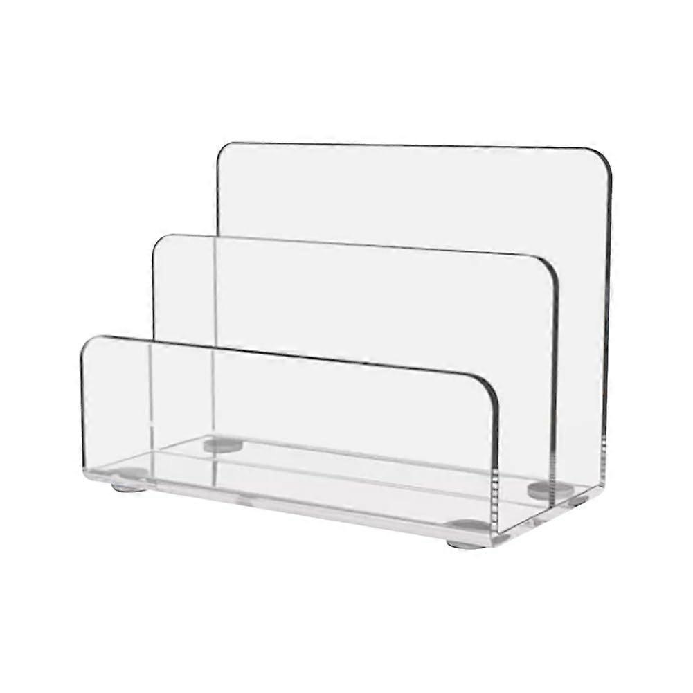 Clear Acrylic File Holder 2 Compartments Desk Letter Organizer File Folder Document Sorter Desk Stand Table Magazine Holder