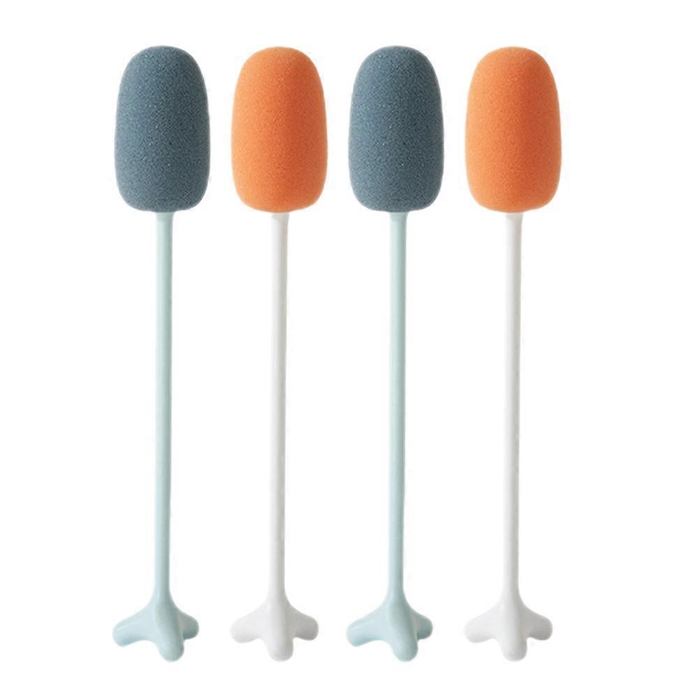 4pcs Long Handle Brushes with Sponge Heads for Deep Cleaning Cups, Bottles, Glasses & Vacuum Flasks – Durable Kitchen Cleaning Tool in
