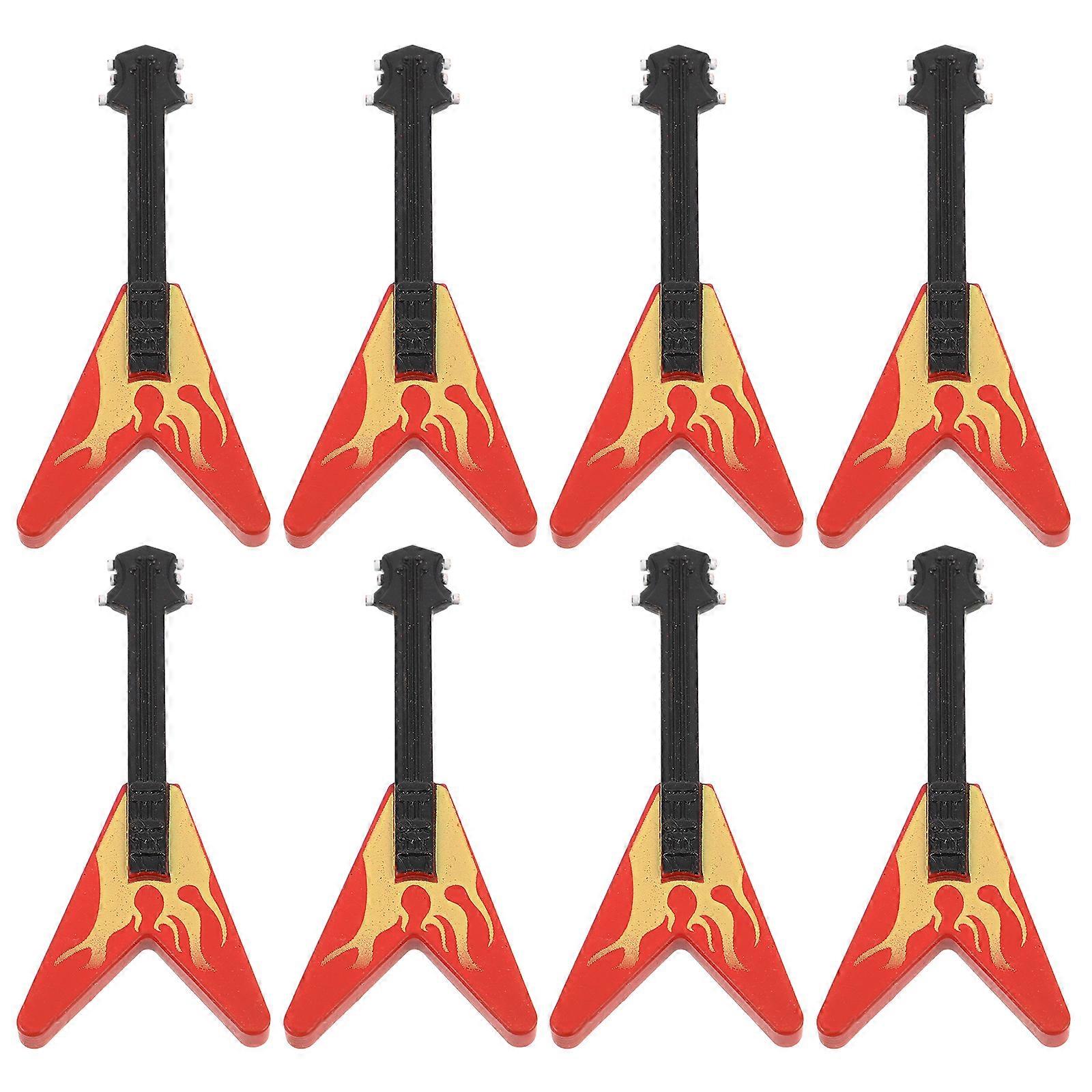 8pcs Miniature Guitar Models for Dollhouse Realistic Musical Instrument Display Props for Creative Roleplaying, Imaginative Play & Unique Home