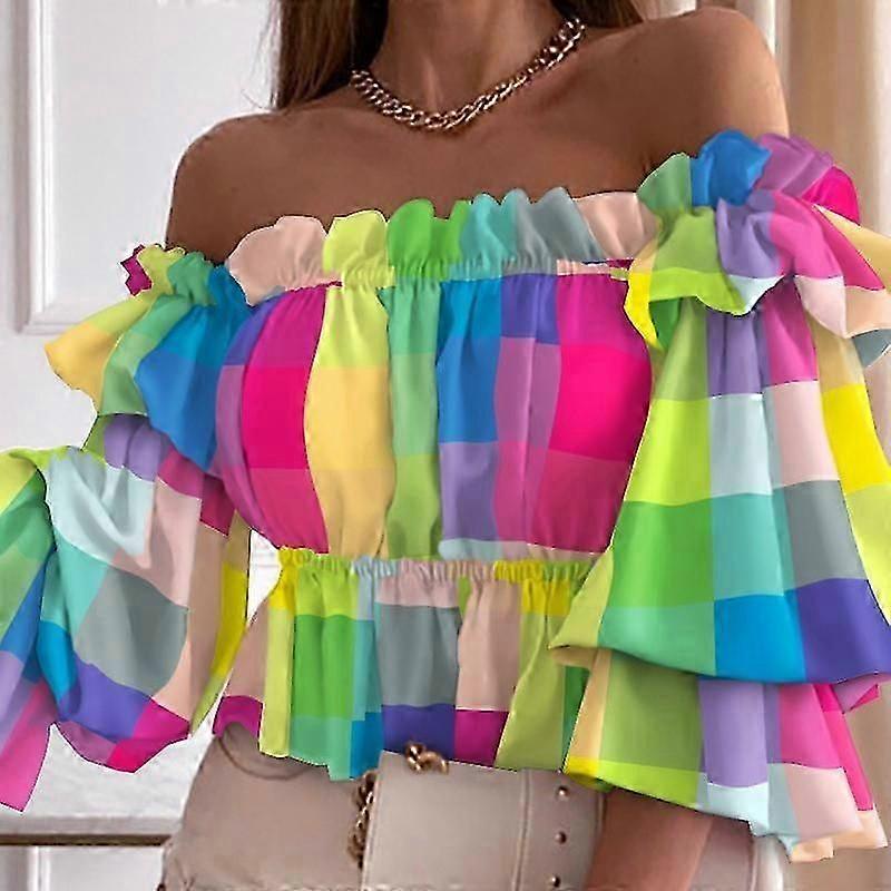 YYFS أزياء نسائية كاجوال صيفية بلوزات وقمصان كتف واحدة 0619