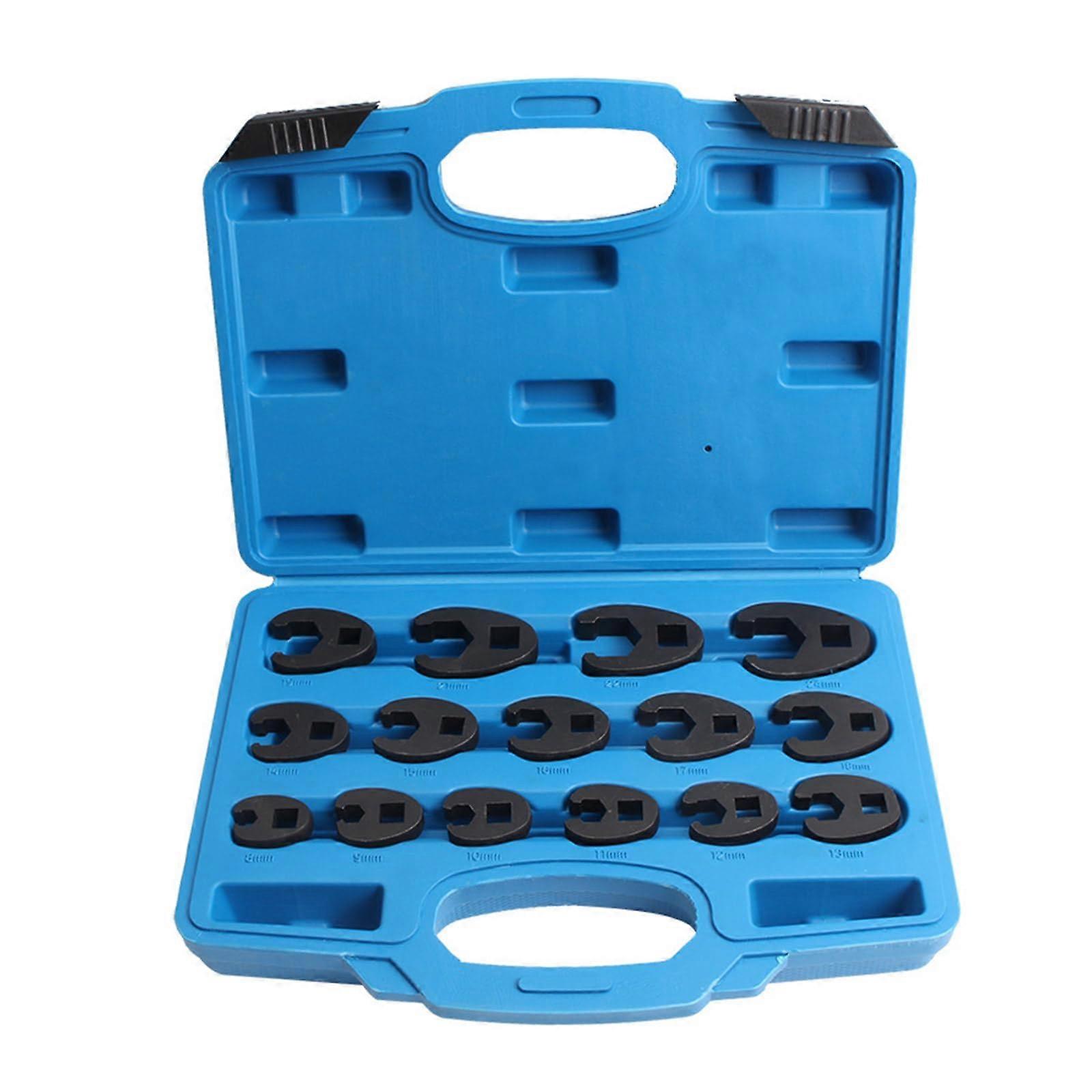 Metric Crowfoot Nut Wrench Set 15Piece, 824mm Open End Spanners For Mechanics In Tight Spaces