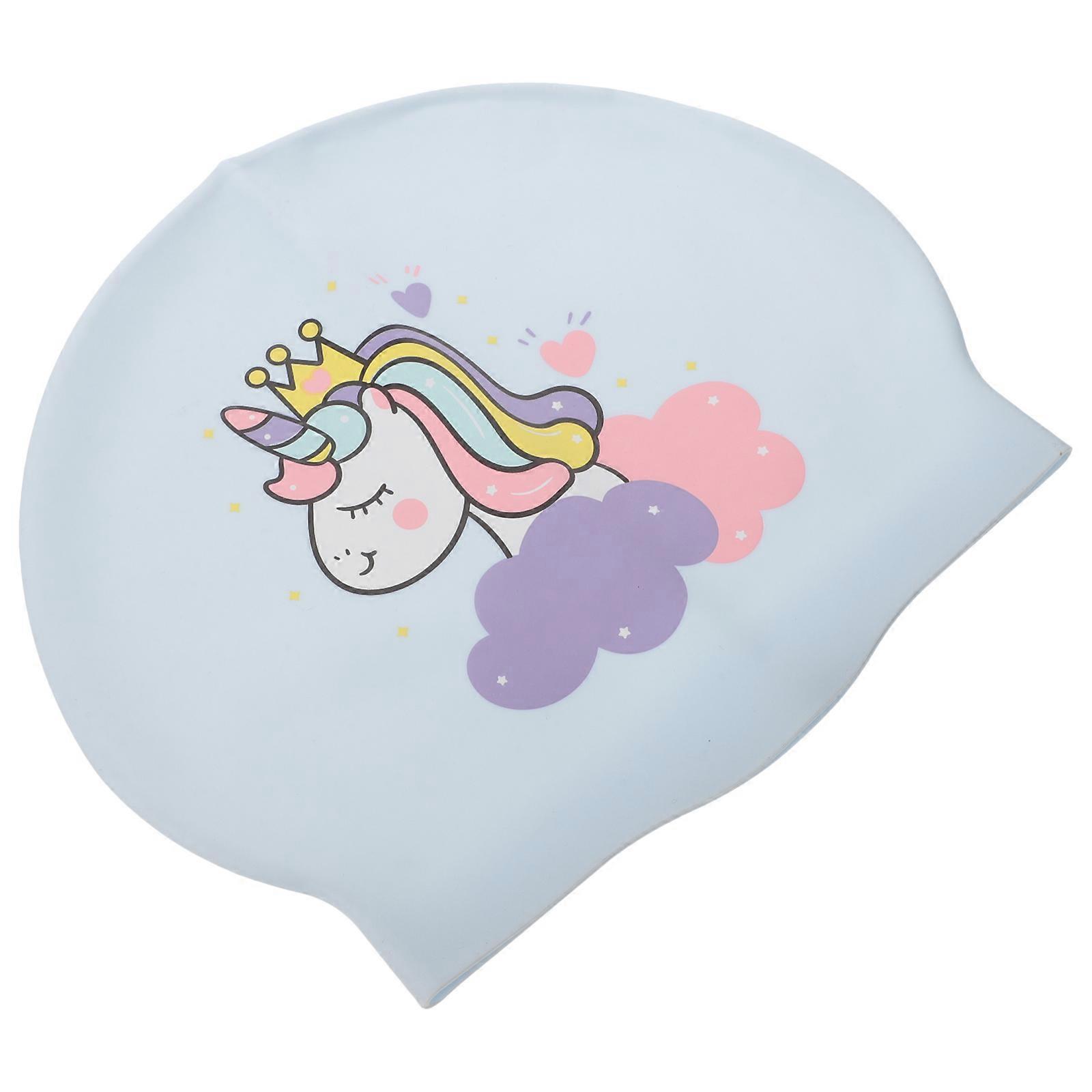 Cute Swim Cap Youth Round Shape Comfortable Swimming Experience Silicone Kids 8.9×7.7×0.1in Reduce Friction Resistance 1Pcs